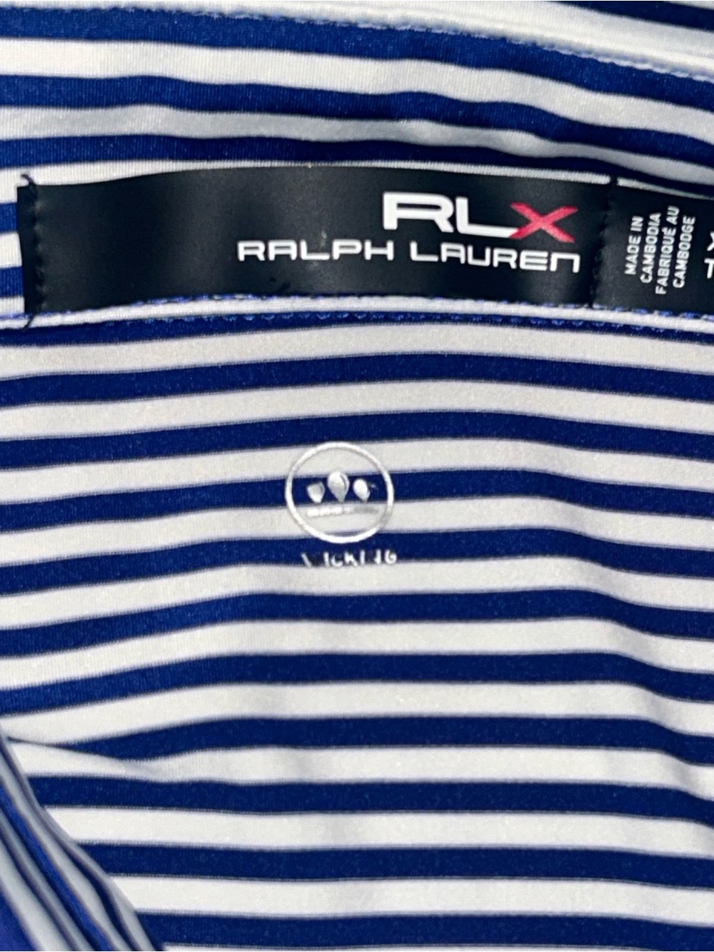 RLX Ralph Lauren Mens Golf Polo Shirt Size XL Blue White Striped Performance - Picture 3 of 8